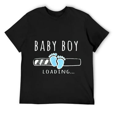 Mens Pregnant Mom Baby Boy Loading T-Shirt Black S