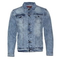 thumbnail image 1 of Mens Premium Cotton Faded Denim Jean Button Up Slim Fit Jacket Light Blue S, 1 of 2