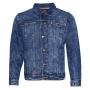 Mens Premium Cotton Faded Denim Jean Button Up Slim Fit Jacket Medium Blue L