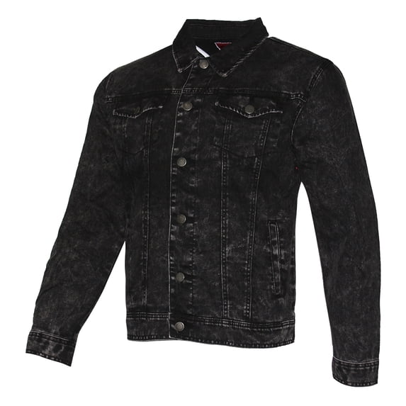 Mens Premium Cotton Faded Denim Jean Button Up Slim Fit Jacket Medium Blue S