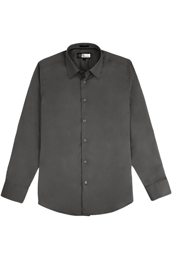 Mens Premium Dress Shirt Slim Fit Long Sleeve Collar Casual