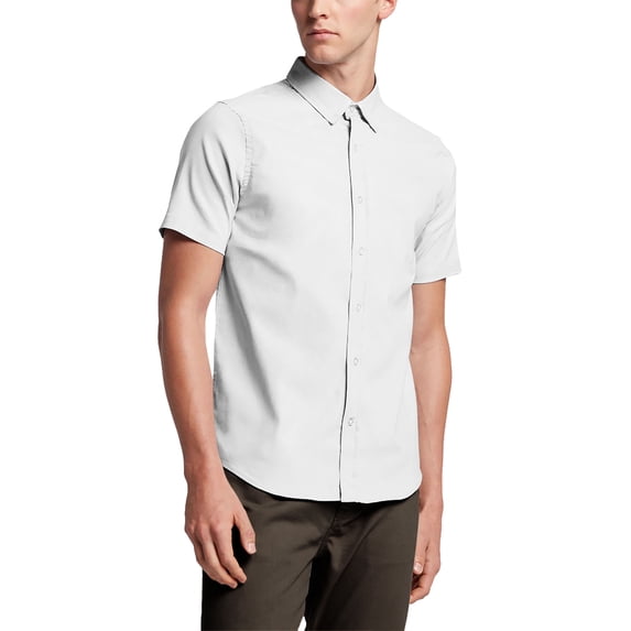 Mens Premium Short Sleeve Dress Shirts Slim Fit