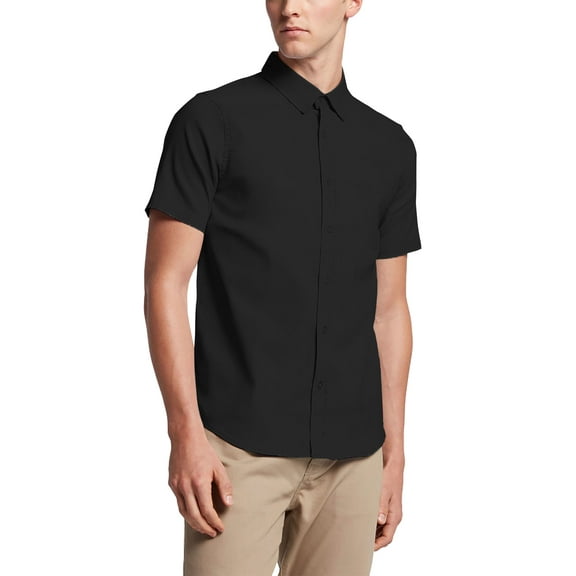 Mens Premium Short Sleeve Dress Shirts Slim Fit