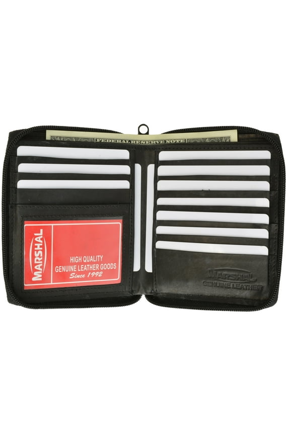 Mens Premium Soft Leather Bifold Zippered ID Wallet P 702 (C)