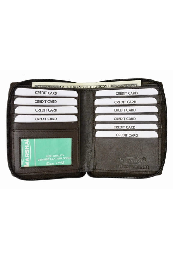 Mens Premium Soft Leather Bifold Zippered ID Wallet P 702 (C)