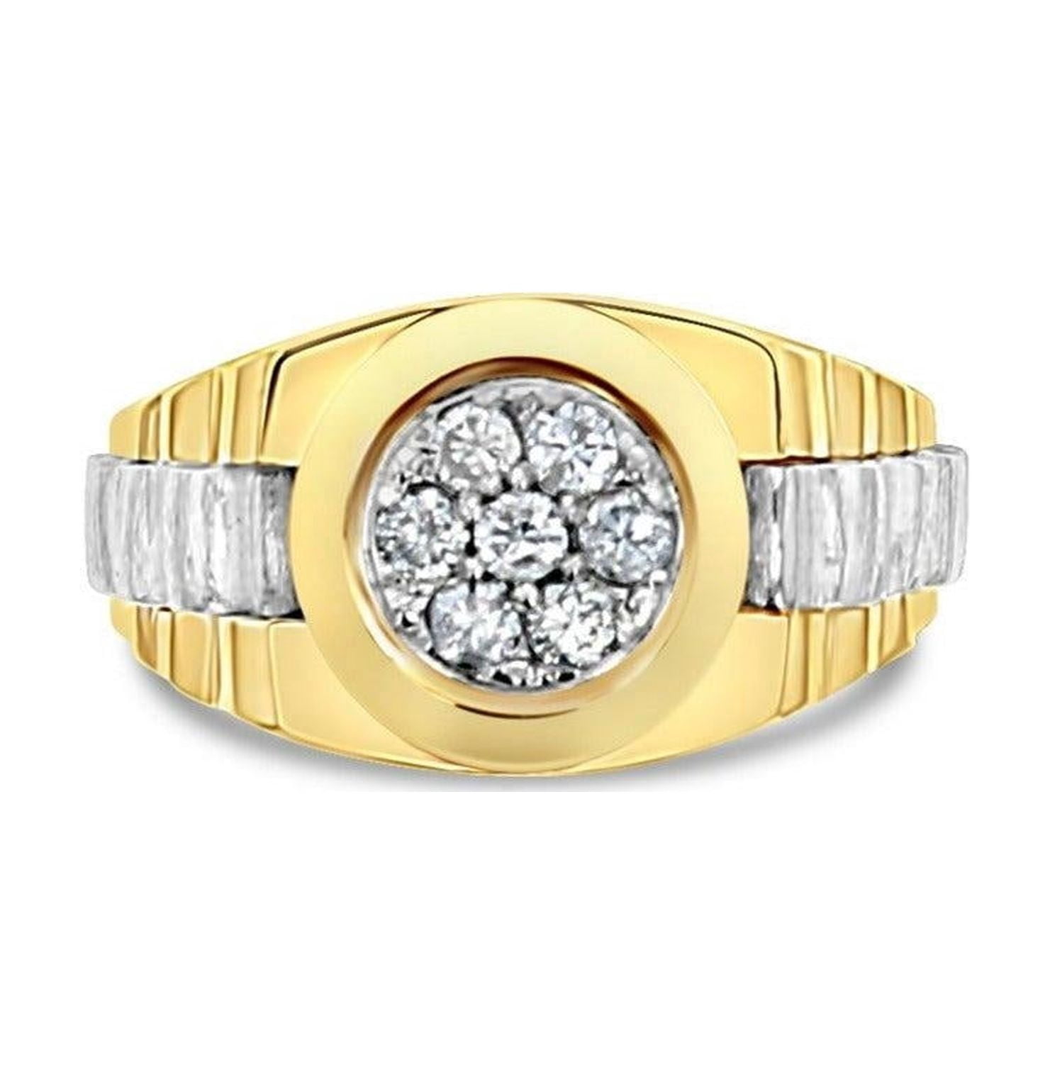 Mens Presidential Style Diamond Cluster Ring 14k Two-Toned - Size 7 ...