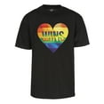 thumbnail image 1 of Mens Pride Love Wins Rainbow Heart Short-Sleeve T-Shirt - Black - Small, 1 of 1
