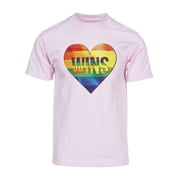Mens Pride Love Wins Rainbow Heart Short-Sleeve T-Shirt - Pink - Medium