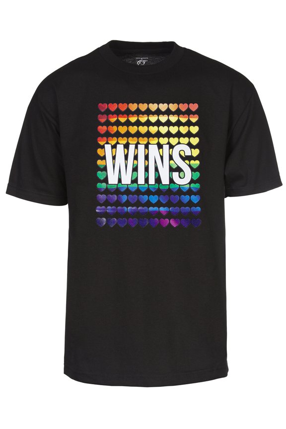 Mens Pride Love Wins Rainbow Short-Sleeve T-Shirt - Black - Large
