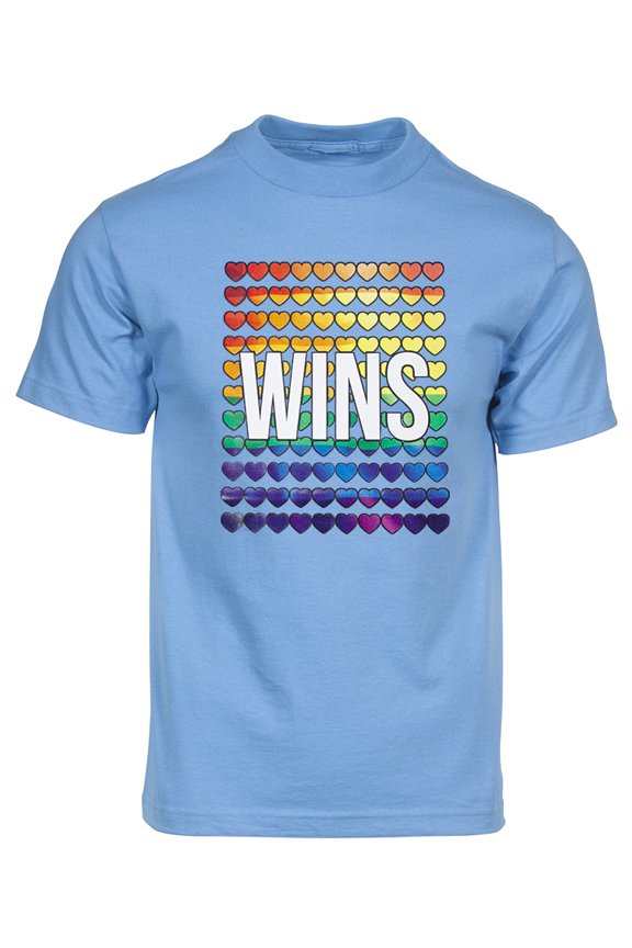 Mens Pride Love Wins Rainbow Short-Sleeve T-Shirt - Light Blue - Small