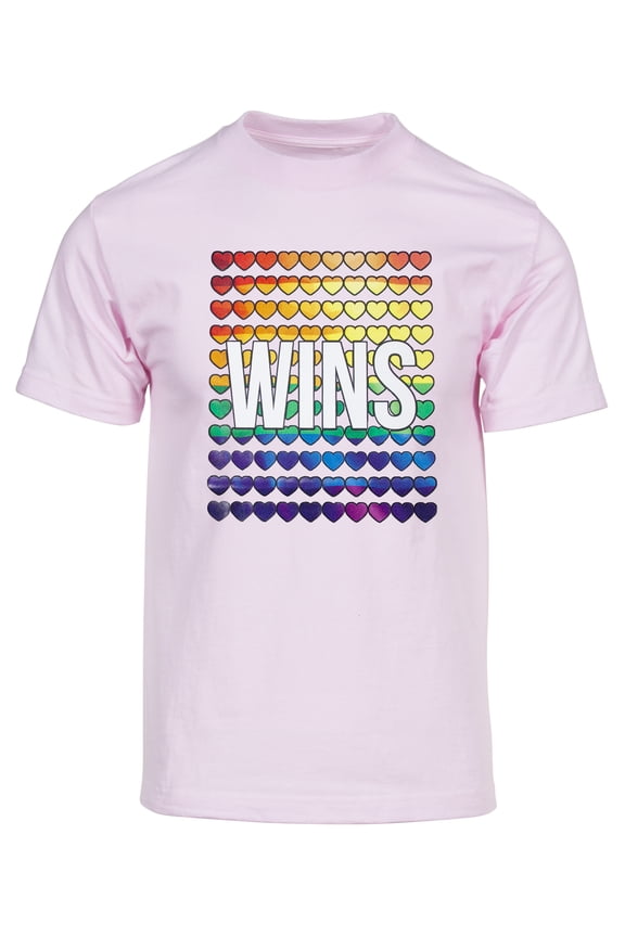 Mens Pride Love Wins Rainbow Short-Sleeve T-Shirt - Pink - Small