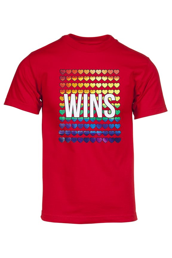 Mens Pride Love Wins Rainbow Short-Sleeve T-Shirt - Red - Medium