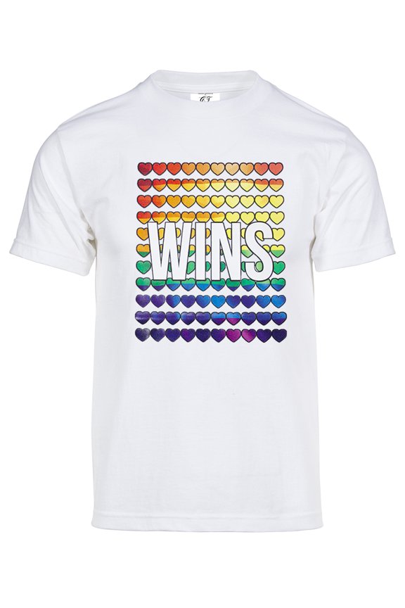 Mens Pride Love Wins Rainbow Short-Sleeve T-Shirt - White - Large