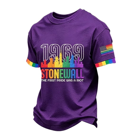Mens Pride Shirts, Gay Pride Flag Rainbow Graphic Short Sleeve Casual Tee Tops