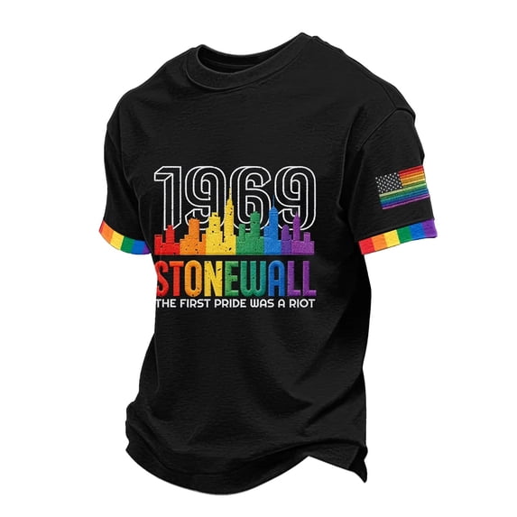 Mens Pride Shirts, Gay Pride Flag Rainbow Graphic Short Sleeve Casual Tee Tops