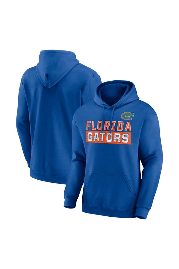 NCAA Florida Gators Men's Royal Stacked Cotton Fleece Pullover Hoodie, Up to Size 3XL