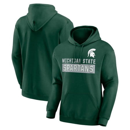 Michigan State Spartans NCAA Michigan State Spartans Men's Green Stacked Cotton Fleece Pullover Hoodie, Up to Size 3XL