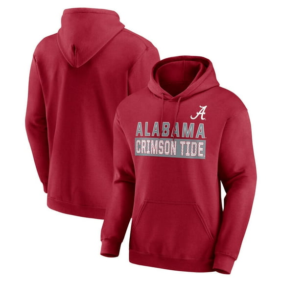 NCAA Alabama Crimson Tide Men's Crimson Stacked Cotton Fleece Pullover Hoodie, Up to Size 3XL