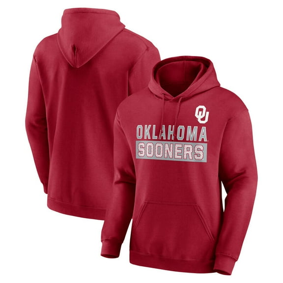 NCAA Oklahoma Sooners Men's Crimson Stacked Cotton Fleece Pullover Hoodie, Up to Size 3XL