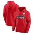 thumbnail image 1 of NCAA Wisconsin Badgers Men's Red Stacked Cotton Fleece Pullover Hoodie, Up to Size 3XL, 1 of 3