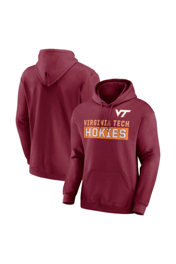 NCAA Virginia Tech Hokies Men's Navy Stacked Cotton Fleece Pullover Hoodie, Up to Size 3XL