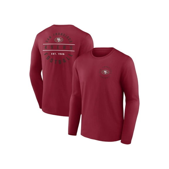 NFL San Francisco 49ers Men's Red Color Cotton Long Sleeve Tee Front/Back