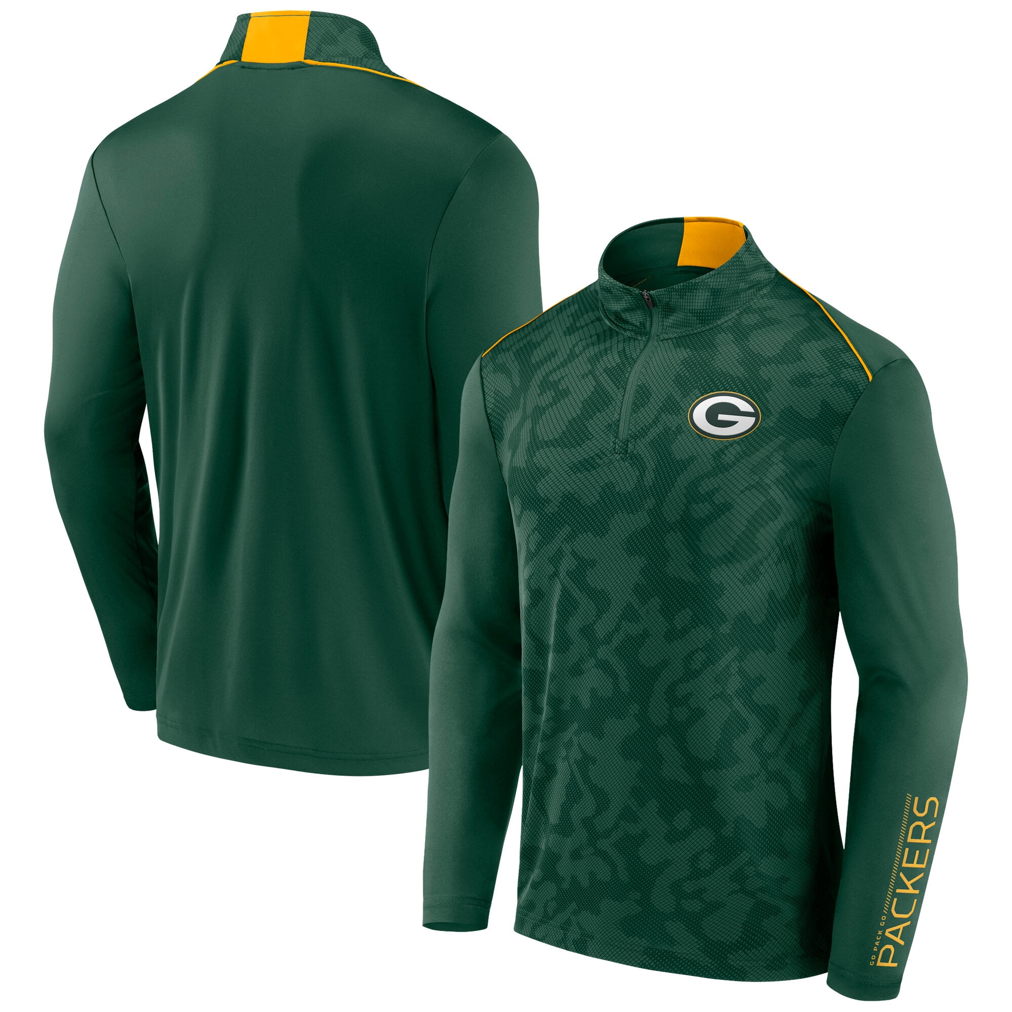 Men's Fanatics Green Green Bay Packers Jacquard Quarter-Zip Pullover Top