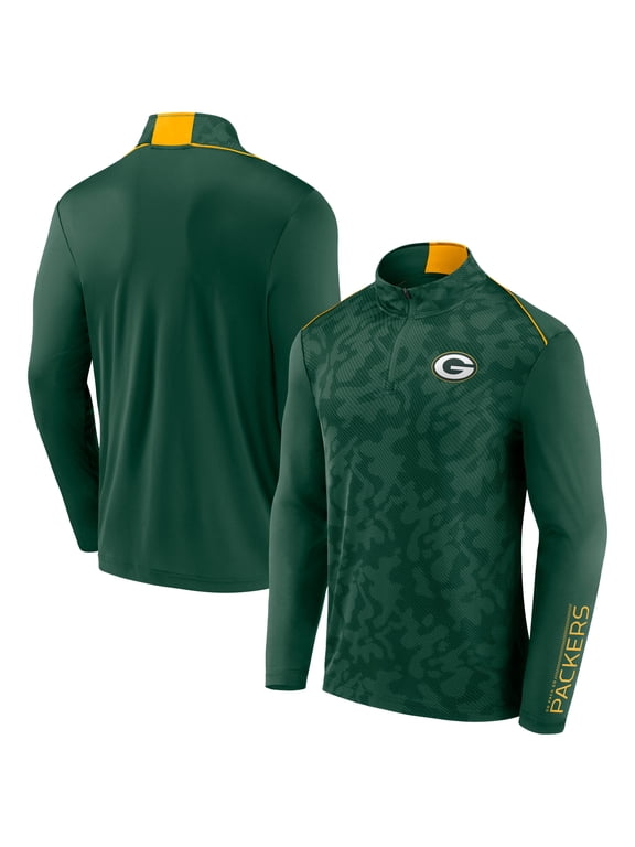 Men's Fanatics Green Green Bay Packers Jacquard Quarter-Zip Pullover Top