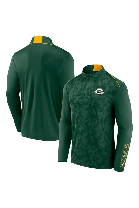 Men's Fanatics Green Green Bay Packers Jacquard Quarter-Zip Pullover Top