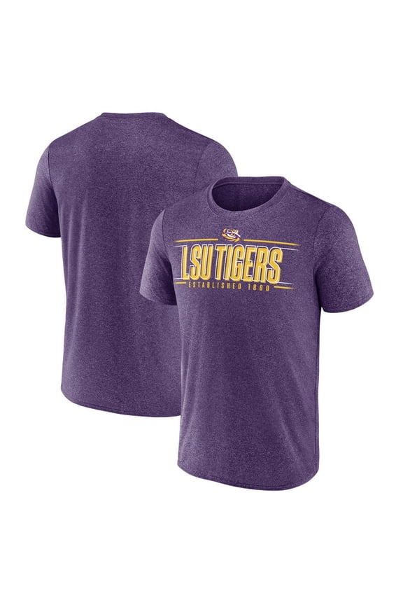 NCAA Louisiana State Tigers Men's Heather Purple Synthetic Short Sleeve T Shirt