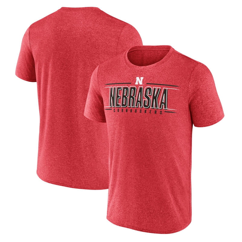 NCAA Nebraska Cornhuskers Men's Heather Red Synthetic Short Sleeve T Shirt