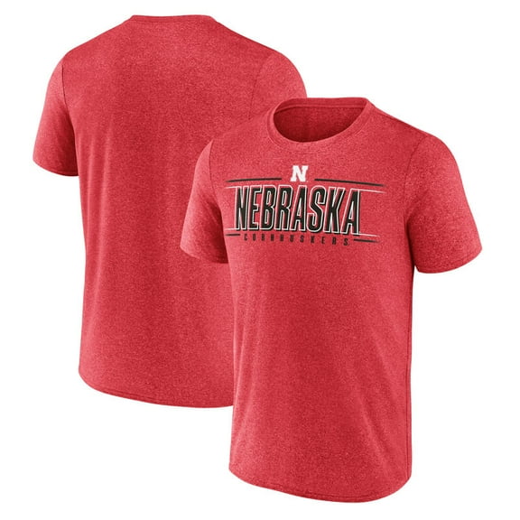 NCAA Nebraska Cornhuskers Men's Heather Red Synthetic Short Sleeve T Shirt