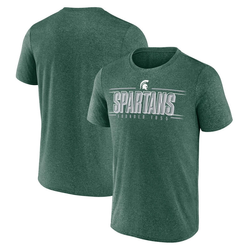 NCAA Michigan State Spartans Men's Heather Green Synthetic Short Sleeve T Shirt
