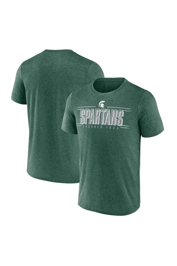 NCAA Michigan State Spartans Men's Heather Green Synthetic Short Sleeve T Shirt