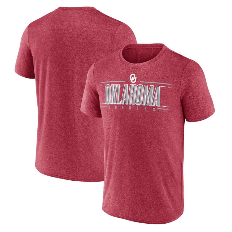 NCAA Oklahoma Sooners Men's Heather Red Synthetic Short Sleeve T Shirt