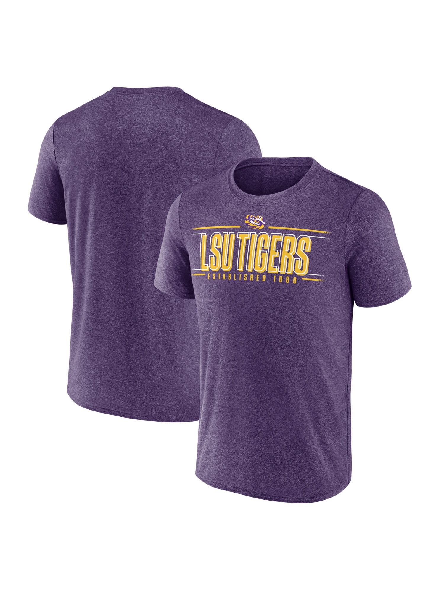NCAA Louisiana State Tigers Men's Heather Purple Synthetic Short Sleeve T Shirt