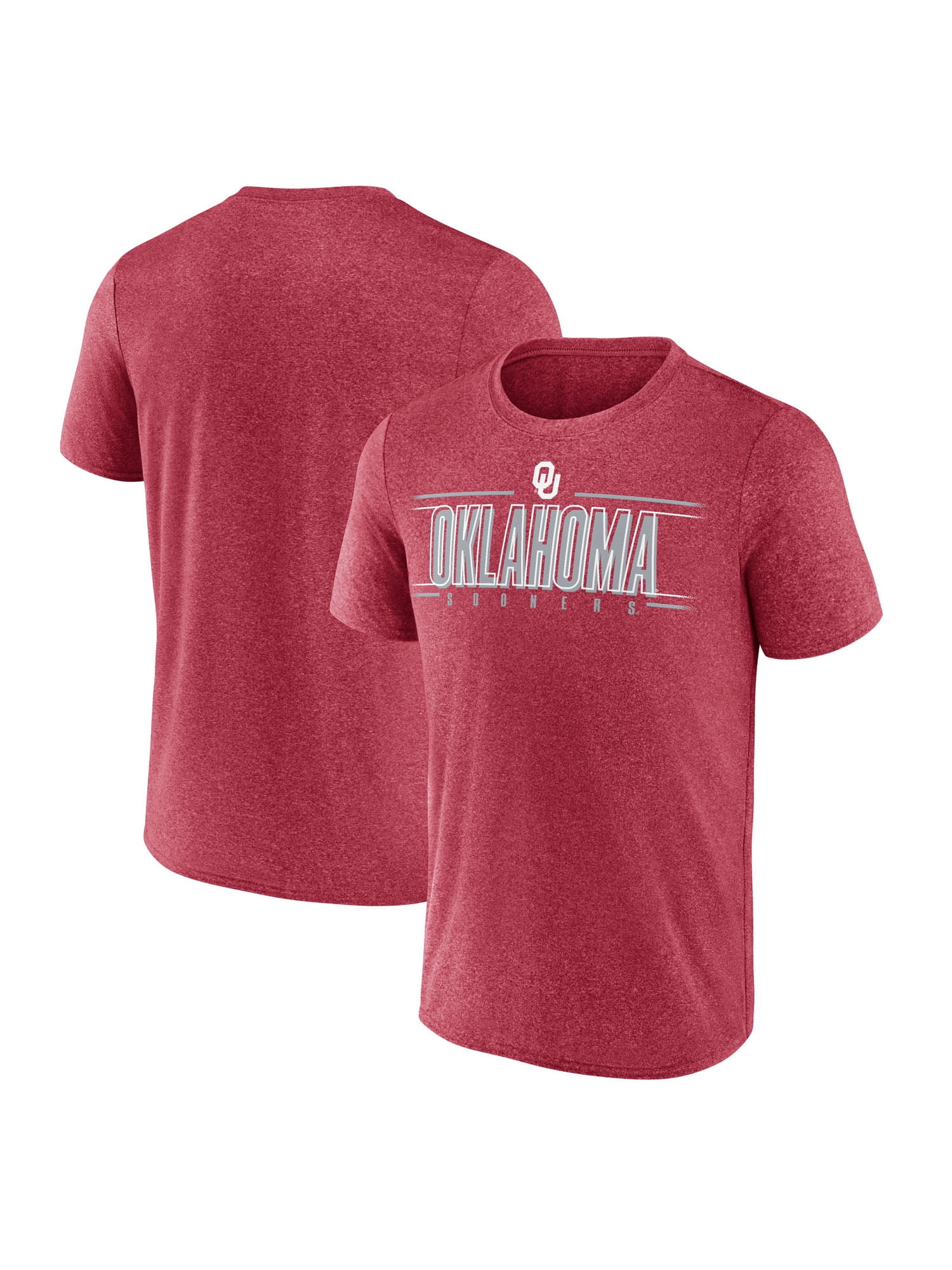 NCAA Oklahoma Sooners Men's Heather Red Synthetic Short Sleeve T Shirt