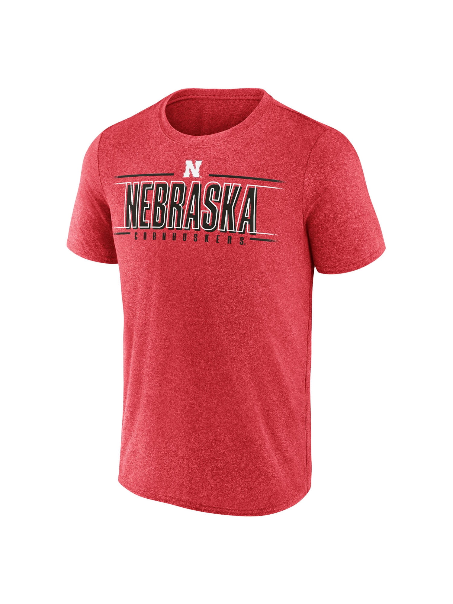 NCAA Nebraska Cornhuskers Men's Heather Red Synthetic Short Sleeve T Shirt