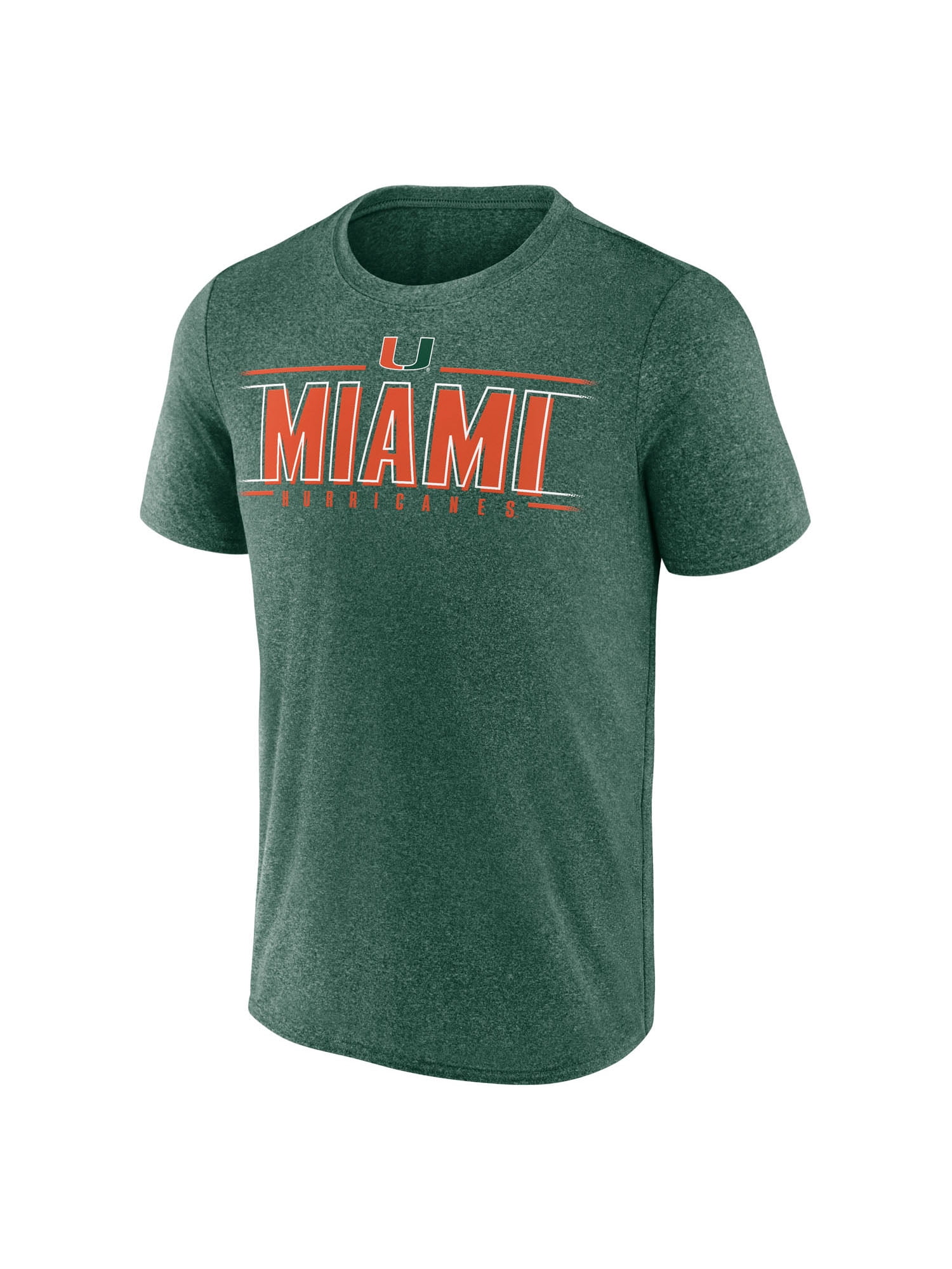 NCAA Miami Hurricanes Men's Heather Green Synthetic Short Sleeve T Shirt