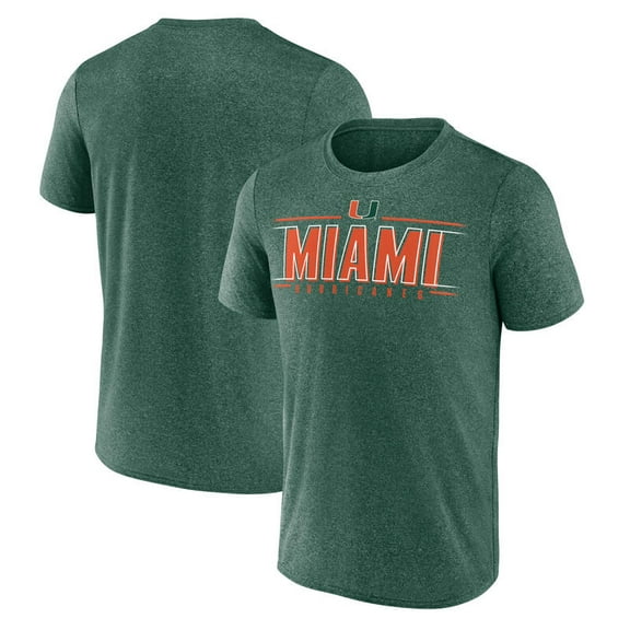 NCAA Miami Hurricanes Men's Heather Green Synthetic Short Sleeve T Shirt