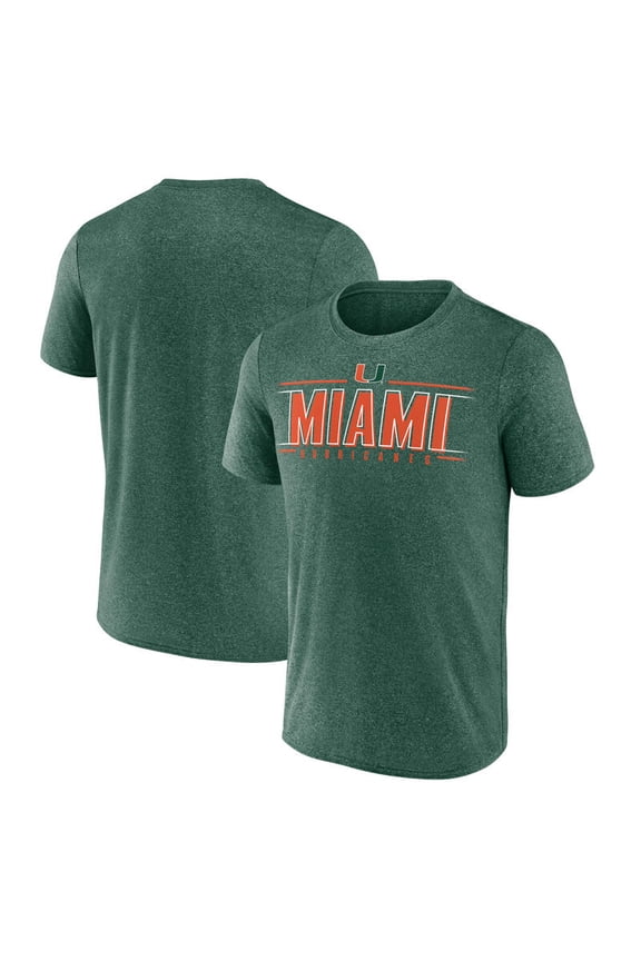 NCAA Miami Hurricanes Men's Heather Green Synthetic Short Sleeve T Shirt