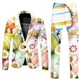 thumbnail image 1 of Mens Printed Button Long Sleeve Coat and Pants Two Piece Suit with Multi Pockets Slim Fit Floral Dinner Sport Coat Blazers for Holiday Party Events, 1 of 5