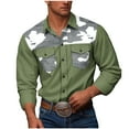 thumbnail image 1 of Mens Printed Dress Shirts Long Sleeve Regular Fit Button Down Shirt Casual Double Pockets Workwear Shirt Blouse, 1 of 6