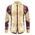 thumbnail image 1 of Mens Printed Long Sleeve Muscle Fitness Collar Button Down Shirt Party Dress Up, 1 of 7