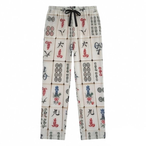 Mens Printed Pajama Pants Casual Mahjong Graphic Lounge Trousers Relaxed Fit Sleepwear Bottoms for Home Weekend Wear and Everyday Relaxing