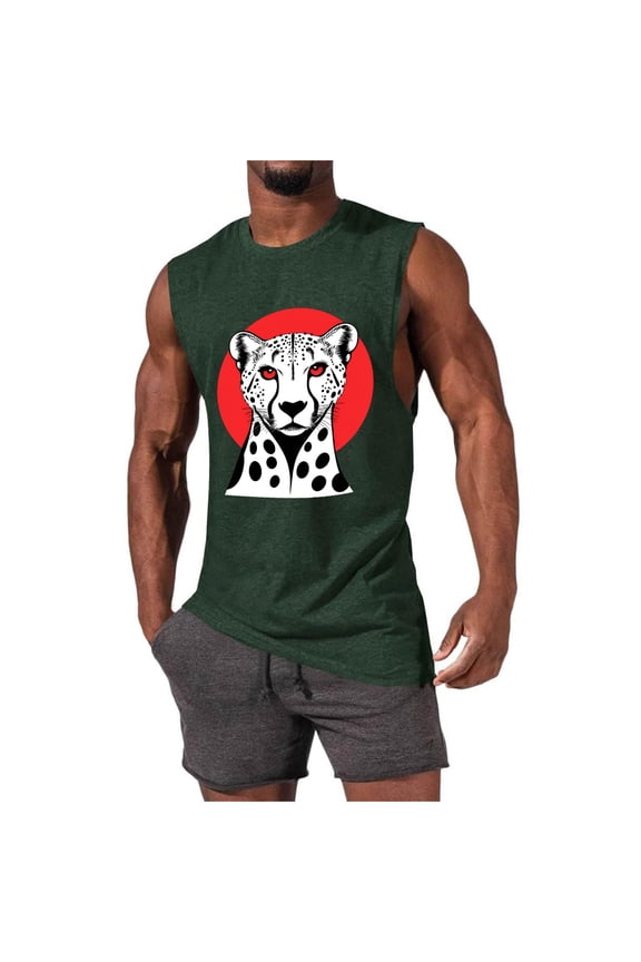 Men's Sleeveless Tank Mens Printed Personalized Fashion T-Shirt Workout Gym Muscle Tops Scoop Neck Basic Tank