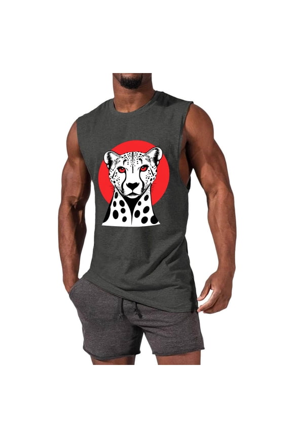 Men's Sleeveless Tank Mens Printed Personalized Fashion T-Shirt Workout Gym Muscle Tops Scoop Neck Basic Tank