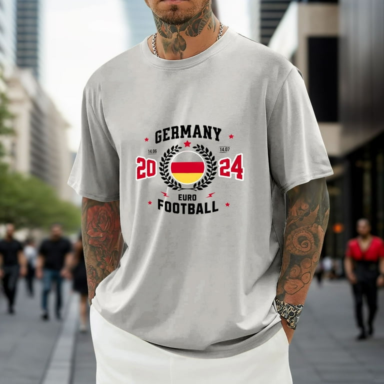 Mens Printed Soccer Germany Shirts Big and Tall Shirts for Men Grey L