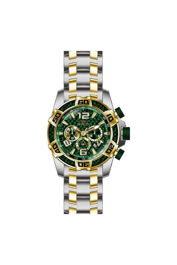 Mens Pro Diver Quartz Chronograph Green Dial Watch - Green