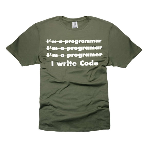 Mens Programmer T-shirt Funny Programmer Shirts I Write Code Shirt Funny Coding Gifts (Large Military Green)